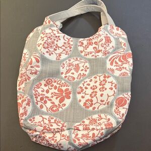 Handmade Floral Women's Shoulder Bag in Coral and Gray
